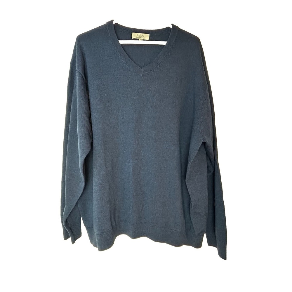 TURNBURY Dark Blue Extra‎ Fine Merino Wool Sweater Men's 2XB